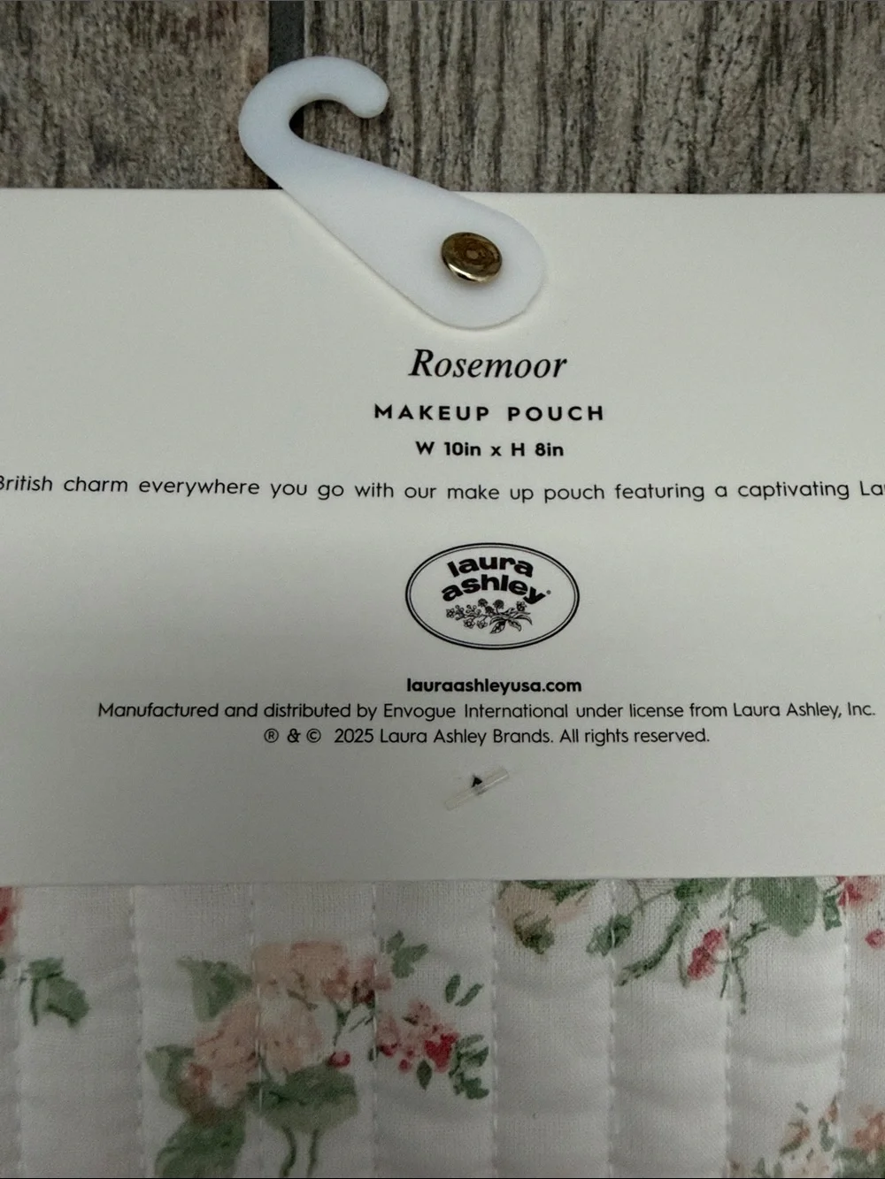Laura Ashley Floral Quilted Makeup Zipper Pouch ROSEMOOR 10” x 8”